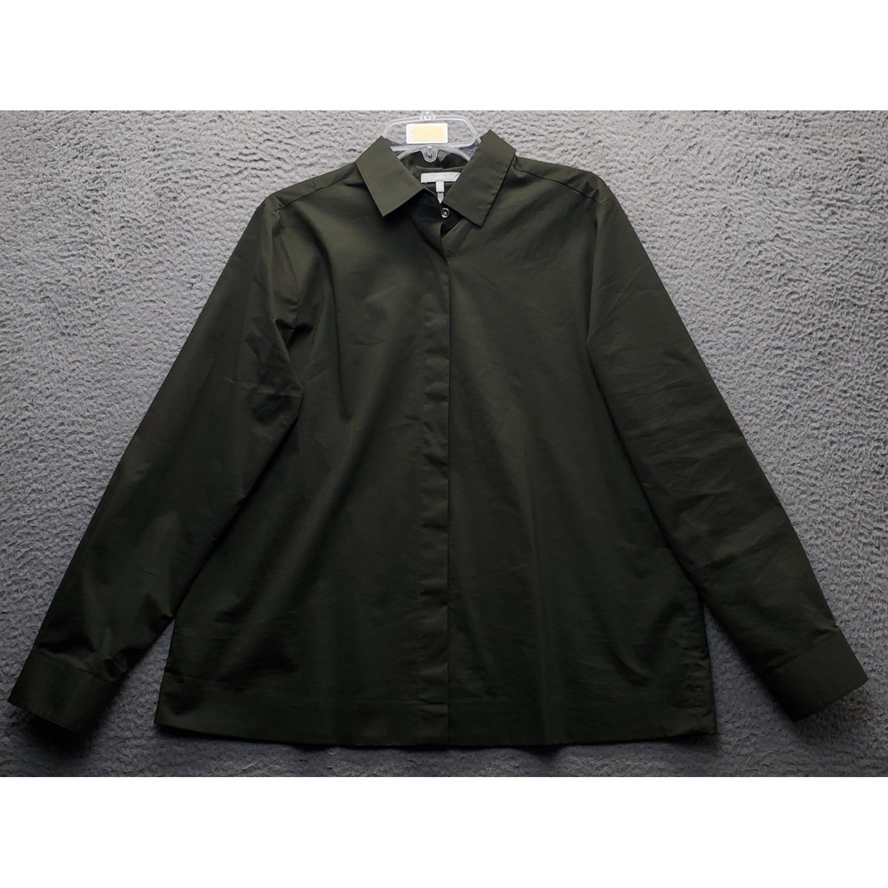 Hinson Wu Xena Shirt Womens 1 Green Long Sleeve Collar Inside Button Up Back Zip